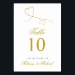 Two Elegant Gold Hearts | Personalised Wedding Table Number<br><div class="desc">NewParkLane - Elegant personalised wedding tabel number cards, with two faux gold swirly hearts, against a white background. With 'Table' and the names of the bride and groom in elegant script typography in gold. Easy to customise in Zazzle with your own text for a personalised design. All text styles, colours,...</div>