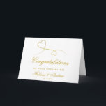 Two Elegant Gold Hearts | Wedding Congratulations  Card<br><div class="desc">NewParkLane - Personalised Wedding Congratulations Card, with two faux gold swirly hearts, against a white background, and with 'Congratulations' text in elegant script typography. Customise with names, wedding date or other text for a personalised design. All text styles, colours, sizes can be modified to fit your needs. Check out this...</div>