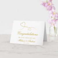Two Elegant Gold Hearts | Wedding Congratulations