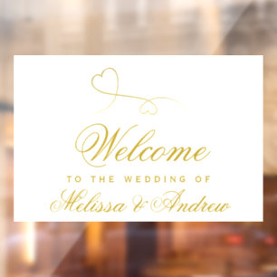 Two Elegant Gold Hearts Wedding Welcome