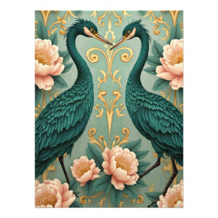 two elegant green herons photo print