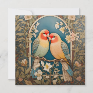Two Elegant Lovebirds Vintage Floral