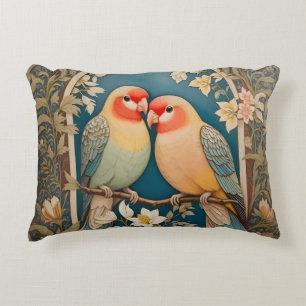 Two Elegant Lovebirds Vintage Pretty Floral Decorative Cushion
