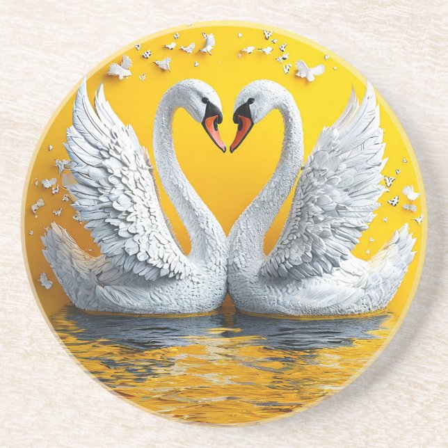Two Elegant Swans Coaster (Front)
