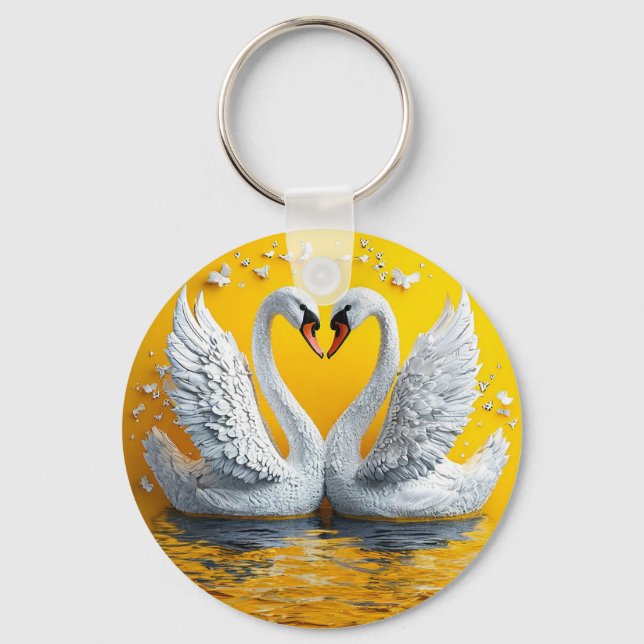 Two Elegant Swans Key Ring (Front)
