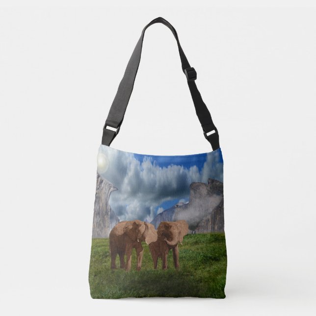 Two Elephant Oil Paint, Crossbody Bag (Front)