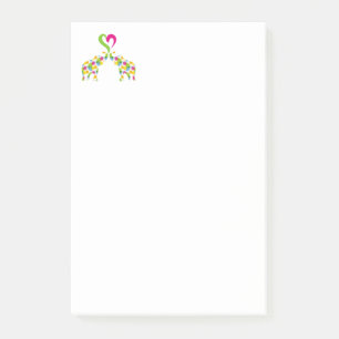 Two elephants in love post-it notes