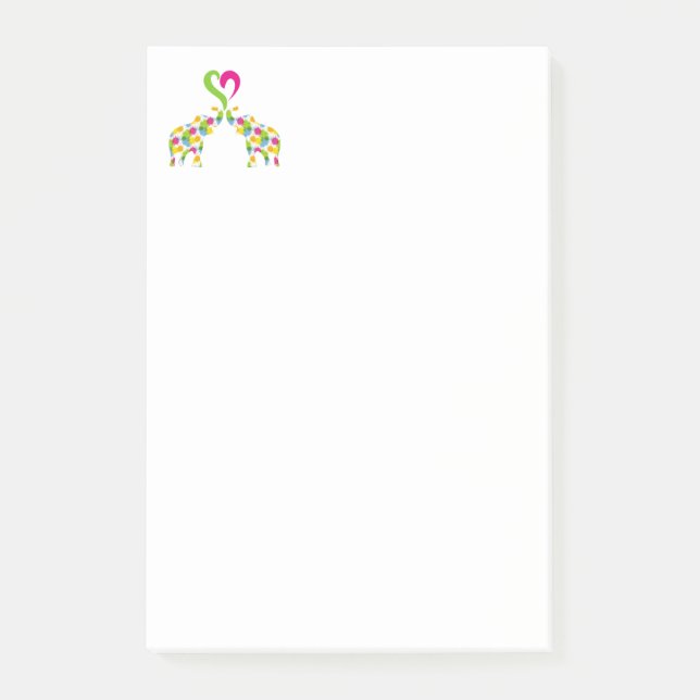 Two elephants in love post-it notes (Front)