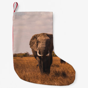 TWO ELEPHANTS WALKING ON GRASS COVERED GROUND SMALL CHRISTMAS STOCKING