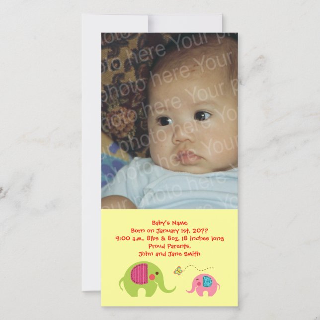 Two elephants with butterfly announcement (Front)