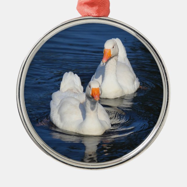 Two Emden Geese II Metal Tree Decoration (Front)