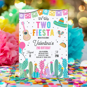 Two-Esta Mexican Fiesta 2nd Birthday Party Invitation