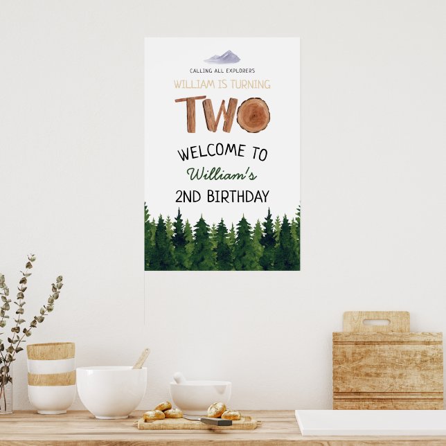 Two Explorer Kids 2nd Birthday Welcome Sign (Kitchen)
