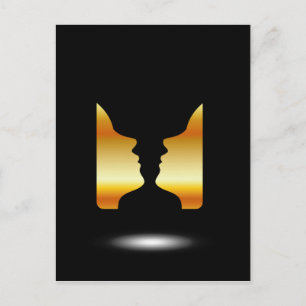 Two faces side by side with illusion of a vase postcard