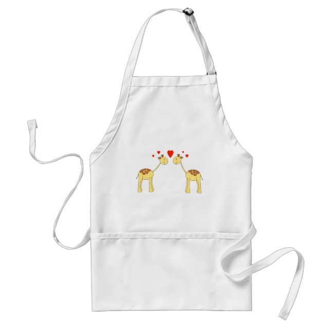 Two Facing Giraffes with Hearts. Cartoon. Standard Apron (Front)