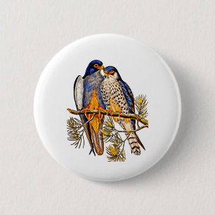 Two Falcons on a Branch 6 Cm Round Badge