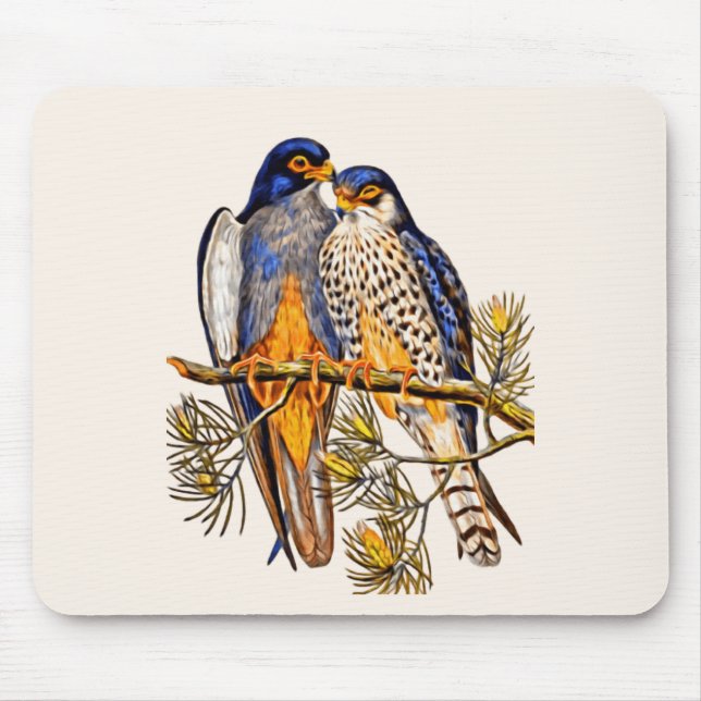 Two Falcons on a Branch Mouse Pad (Front)
