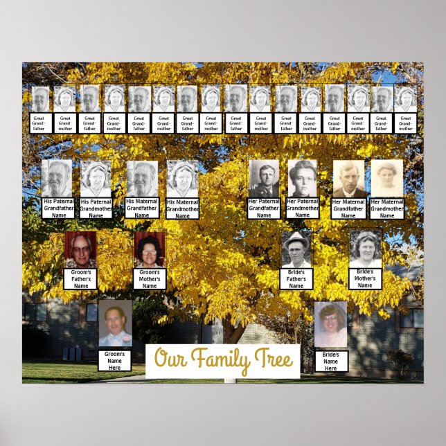 Two Families Autumn Tree Photos | Names Poster (Front)
