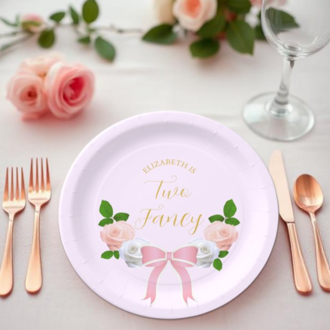 Two Fancy Bow Floral Birthday Paper Plate (Creator Uploaded)