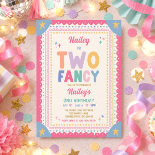 Two Fancy Whimsical Girl 2nd Birthday Party Invitation