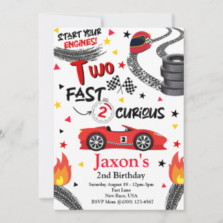 Two Fast 2 Curious 2nd Birthday Party Invitation