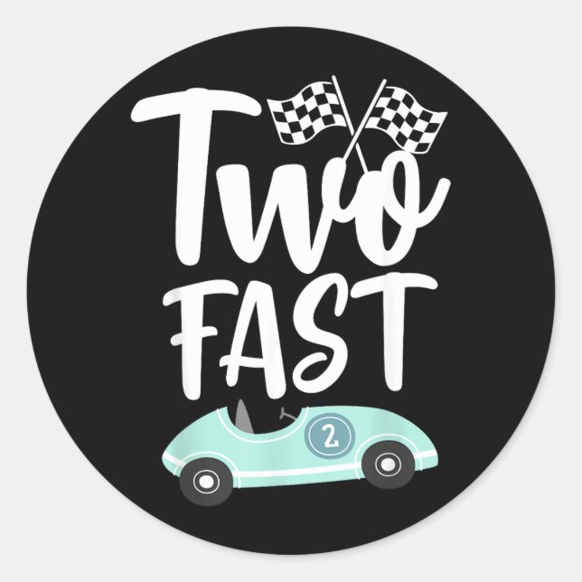 Two Fast 2 Curious 2th Birthday Boy Chequered Classic Round Sticker (Front)