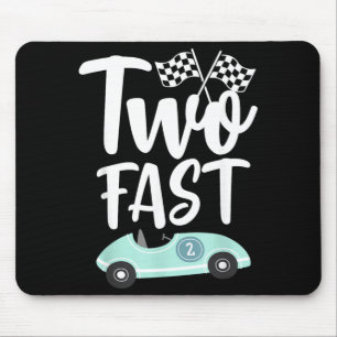 Two Fast 2 Curious 2th Birthday Boy Chequered Mouse Pad