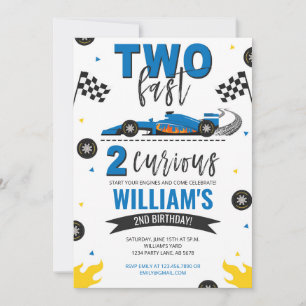 Two Fast 2 Curious Blue Invitation