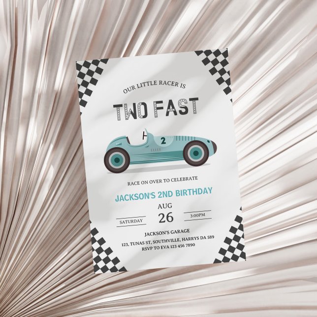 Two Fast 2 Curious Party Race Car 2nd Birthday Invitation (Creator Uploaded)