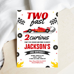  Two Fast 2 Curious Race Car 2nd Birthday Invitation