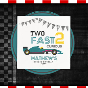 Two Fast 2 Curious Race Car 2nd Birthday Party  Napkin