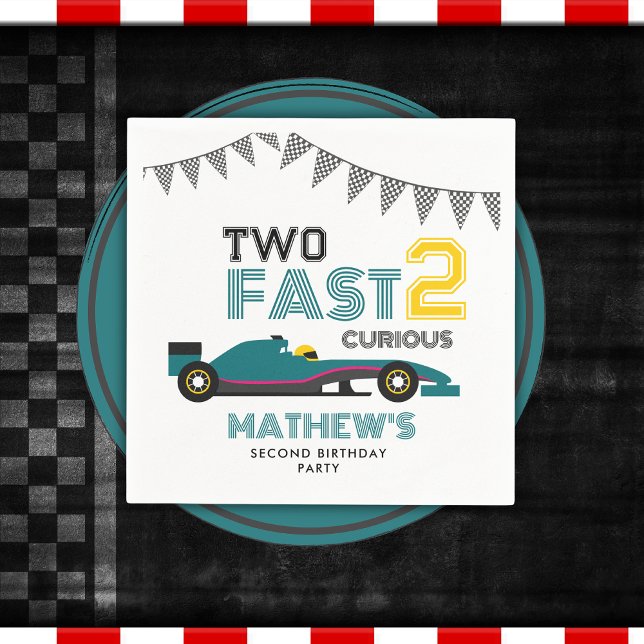 Two Fast 2 Curious Race Car 2nd Birthday Party  Napkin (Creator Uploaded)
