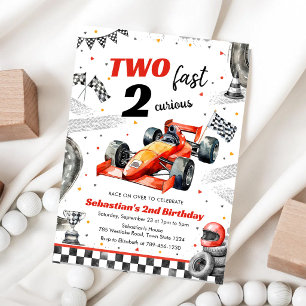 Two Fast 2 Curious Race Car Birthday Invitation
