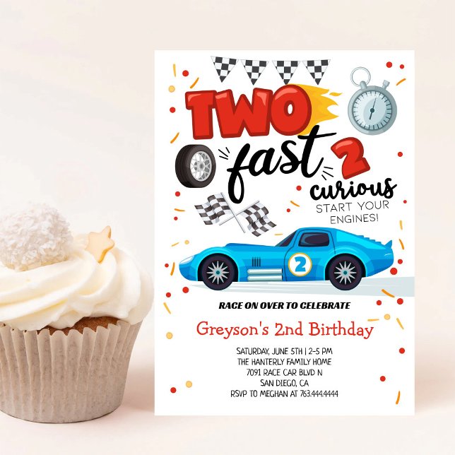Two Fast 2 Curious Race Car Birthday Invitation (Creator Uploaded)