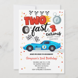 Two Fast 2 Curious Race Car Birthday Invitation