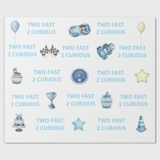Two Fast 2 Curious Race Car Wrapping Paper