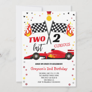 Two Fast 2 Curious Racing Car Boy Birthday Invitation