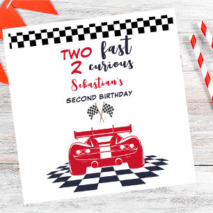 Two fast 2 curious second kids birthday napkin