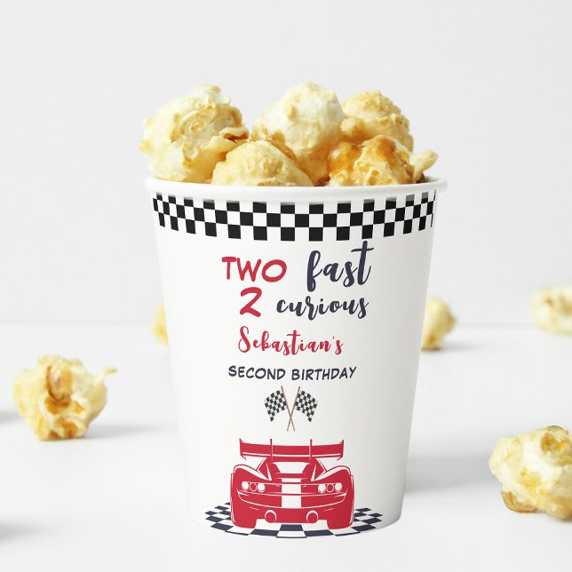 Two fast 2 curious second kids birthday paper cups (Creator Uploaded)