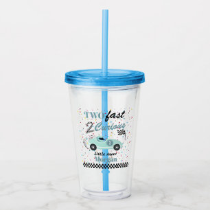 Two Fast 2Curious Blue Sports Car Second Birthday  Acrylic Tumbler