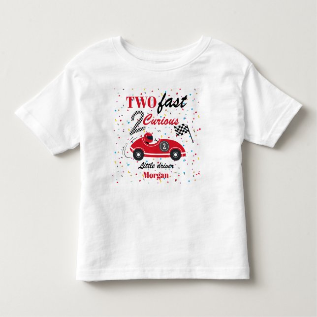 Two Fast 2Curious Red Sports Car Second Birthday  Toddler T-Shirt (Front)