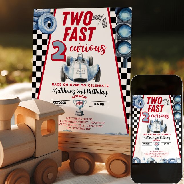 Two Fast 2nd birthday Boy Racing Car Invitation (Creator Uploaded)