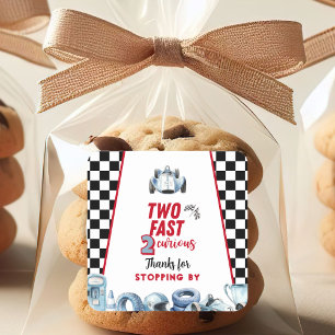 Two Fast 2nd birthday Boy Racing Thank You Square Sticker