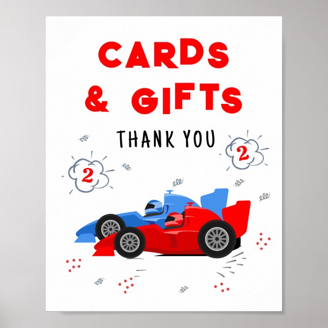 Two Fast 2nd Birthday Cards and Gifts Sign (Front)