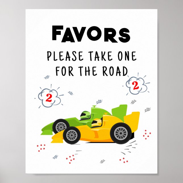 Two Fast 2nd Birthday Favours Sign (Front)