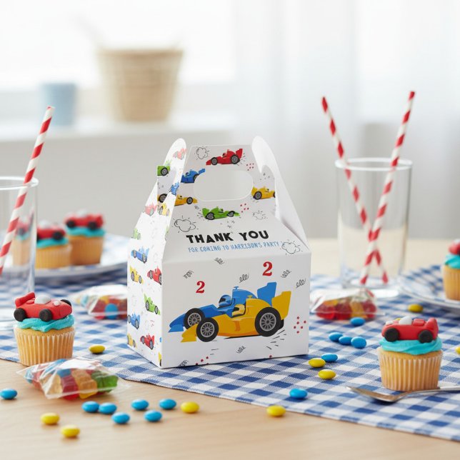 Two Fast 2nd Birthday Kids Racing Cars Name Favour Box (Creator Uploaded)