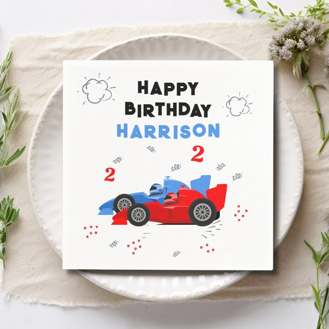Two Fast 2nd Birthday Kids Racing Cars Name Napkin (Creator Uploaded)