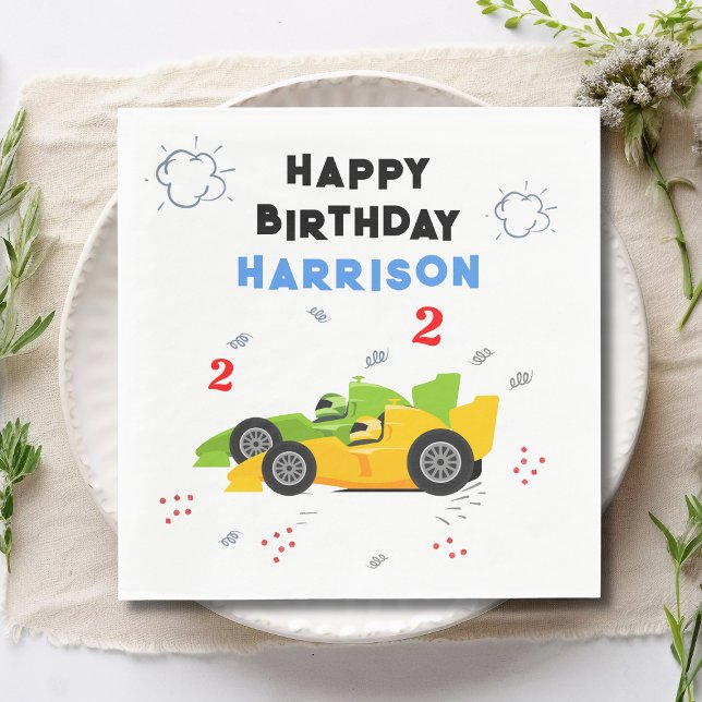 Two Fast 2nd Birthday Kids Racing Cars Name Napkin (Creator Uploaded)