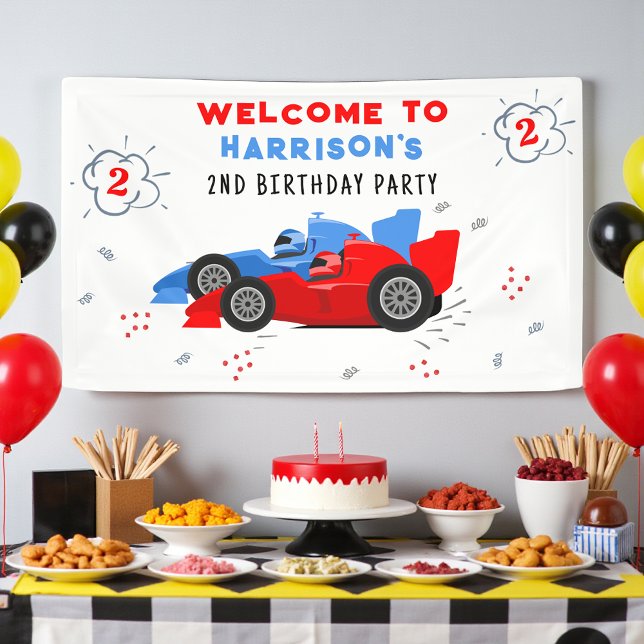 Two Fast 2nd Birthday Kids Racing Cars Welcome Banner (Creator Uploaded)