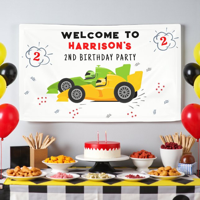 Two Fast 2nd Birthday Kids Racing Cars Welcome Banner (Creator Uploaded)
